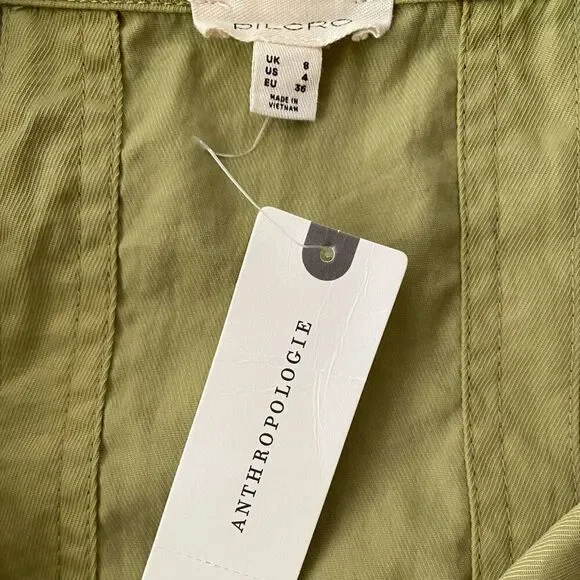 neon green wrap dress Anthropologie Pilcro Flutter Sleeve Denim Open Back Dress main image 1